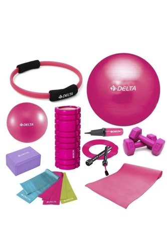 Delta 55-20cm Pilates Topu Minderi Foam Roller Yoga Blok Bant Set