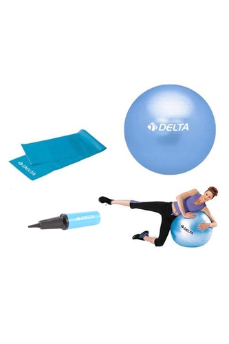 Delta 55 cm Pilates Topu 120 x 15 cm Orta Sert Bant Pompa Seti